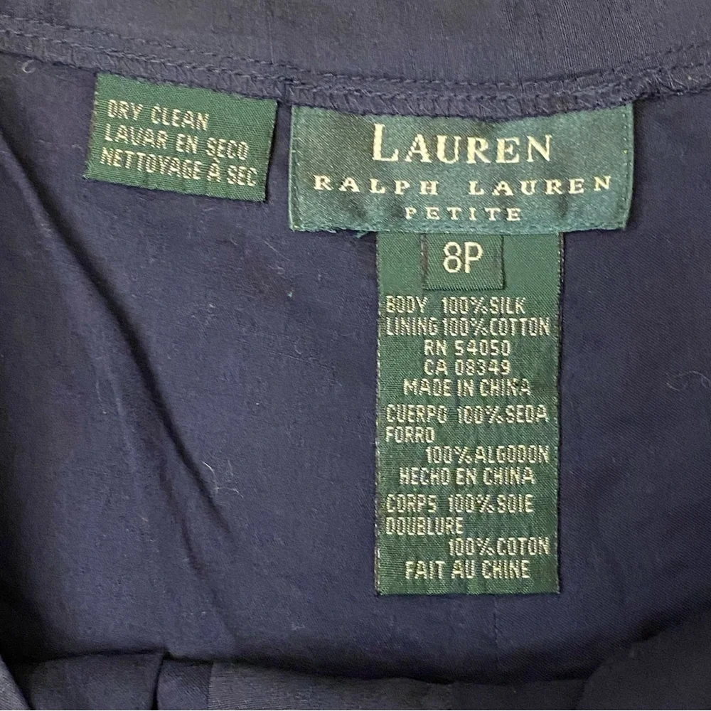 Lauren Ralph Lauren Silk Pants Navy Dress  Size 8 Petite